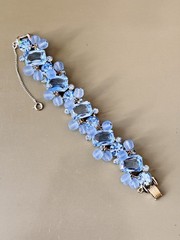 Vintage Verified JULIANA Bracelets, Brooch & Earring Set, Blue Octagon & Beads