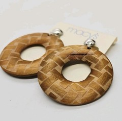 Wood Clip on Earrings Dangle Silver tone Boho 80’s style Vintage Macy’s 2.5 in