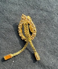 Vintage Rhinestone pendant & Clip On Earrings Set Amber Topaz Dangle Fringe
