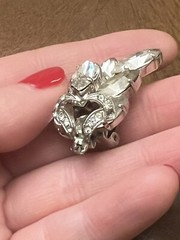 Vintage Western Germany Earrings Clear Rhinestones Climber Cluster Clip-Ons!