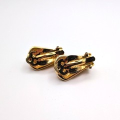 Vintage Gold Tone Clip On Earrings Multi Color Crystal Jewel Tone Rainbow Multi