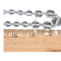 Vtg Art Deco Rock Crystal Quartz Faceted Bead 28″ Necklace Sterling Chain