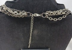 MultiLayered SilverTone Chain Necklace Hammered Rings By VCLM16-19.5″ #J10-Si