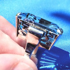 Original LONDON blue Topaz Deco Engagement Ring Vintage Statement 14K WHITE GOLD