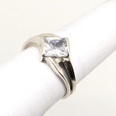 Vintage Elegant RING Silver 925 with Chic Bright Stone -size: 9.25US (19mm)| #25