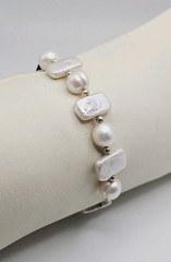 Chapel Zenray NF Sterling Silver Pearl Beaded Rope Bracelet 7.5″