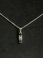 Black and Crystal Rhinestone Pendant and Earring Set with AGI 925 Box Link Chain