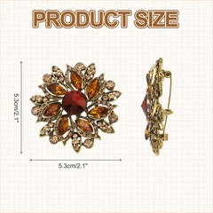 Vintage Crystal Rhinestone Brooch 2.1 Inch Flower Brooch Brown