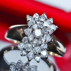 14k yellow gold ring 1.00ct natural diamond cocktail sz 5 vintage handmade 4gr