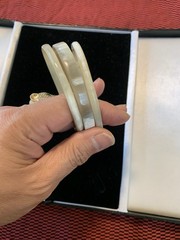 Vintage Boho Bangle Bracelets In White, Cream Colors Bovine Bone Set Of 3