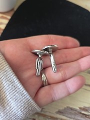 Vtg Polished Silver Tone Round Disc Cufflinks with Bullet Back Closures
