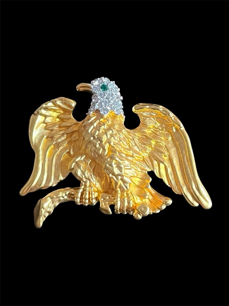VTG Signed S.I Gold Tone Eagle Patriotic Broch Pin NWOT J29