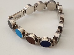 Sterling Silver Mexico Tri-195 Multi-Stone Bracelet