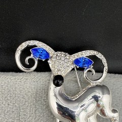 Vintage Eisenberg Ice Ram Reindeer Silver Tone Rhinestone Deer