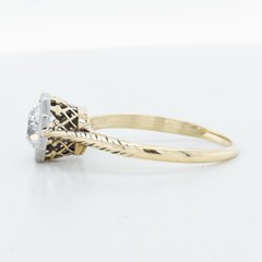 Antique Art Deco 14k Yellow Gold Old Mine Diamond Engagement Ring 0.80ct I-J SI1