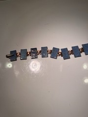 copper and enamel bracelet vintage 1960s reversible with a red & blue sides 7.5”