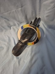 VINTAGE MULTICOLOR LUCITE ABSTRACT ART DECO BANGLE BRACELET SIGNED