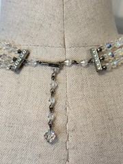 3 Strand AB Round & Diamond Shape Choker Necklace & Clip Earrings Vintage