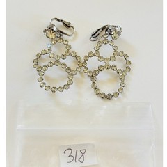 Jeweled art deco Earrings VTG Clip Austrian Crystal Rhinestone Sparkly Dangle 2″