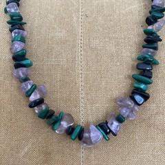 Roxsann Signed Bohemian Natural Stone Statement Beaded Necklace
