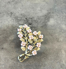 Vintage Flower Brooch Pink Gold Tone Layers