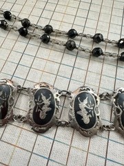Vintage 925 Siam Sterling Silver Niello – Necklace Bracelet Set – Thai Dancer