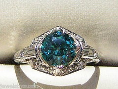 1.65ct OLD EUROPEAN CUT BLUE DIAMOND SOLITAIRE ring PLATINUM NATURAL DIAMONDS