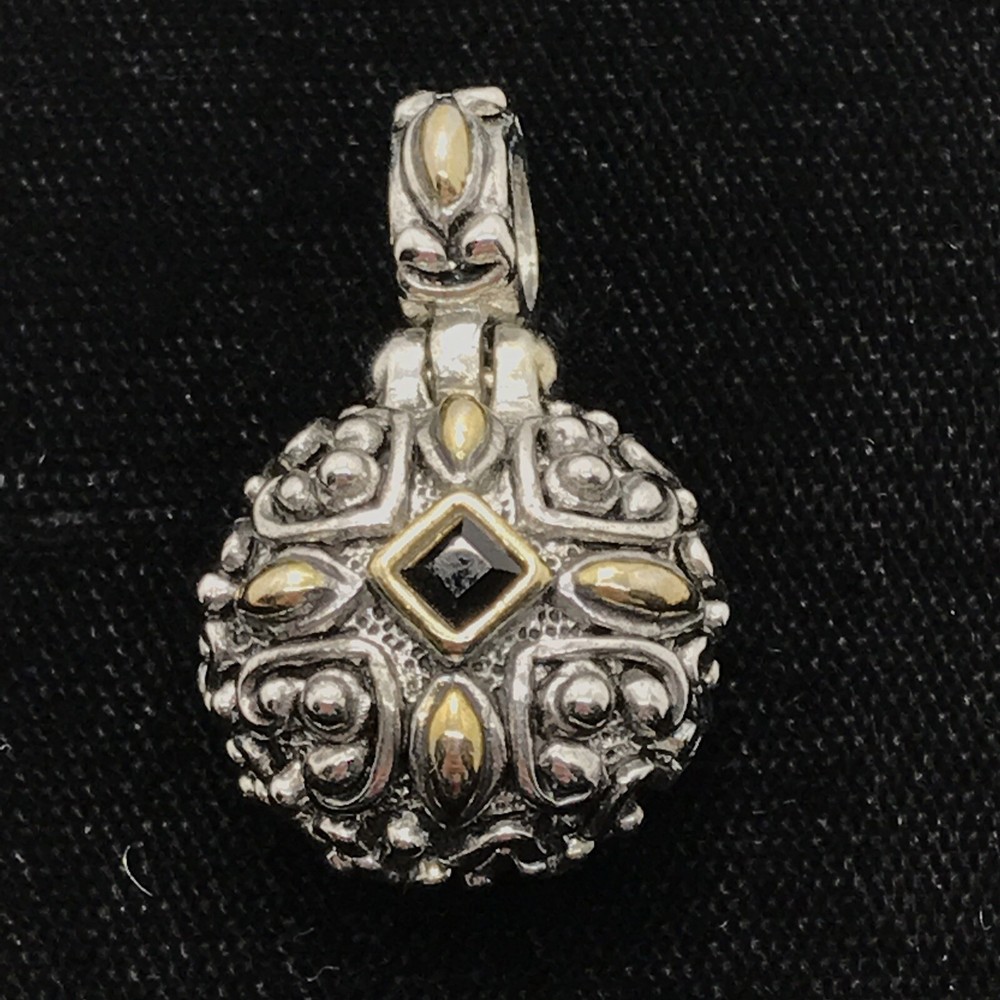 Vintage Renaissance Revival 2-Tone Black Onyx Cubic Zirconia Pendant