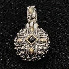 Vintage Renaissance Revival 2-Tone Black Onyx Cubic Zirconia Pendant