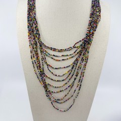 Boho Multi Strand Seed Bead Necklace & Bracelet Set Colorful Layering Festival