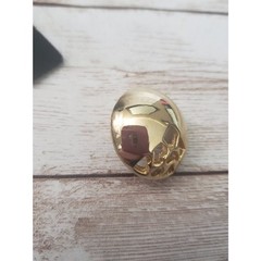 Vintage Clip On Earrings Gold Tone Domed Circle with Cut Out Design