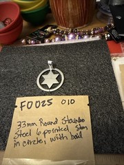 New! 33mm Round 6-Pointed Star In Circle Stainless Steel with Bail. US Seller