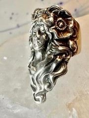 Art Nouveau ring face art deco band size 4 sterling silver women girls
