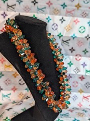 Vintage 1950s Signed Western Germany Art Cluster Fringe Necklace Amber…