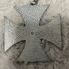 1914 IRON CROSS PENDANT NECKLACE, MARKED JAPAN, WWI STYLE, BIKER Vtg Oversized