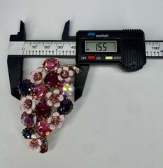 VTG Signed WEISS Pink Purple AB Rhinestone GrapeCluster Enamel Floral Brooch MCM