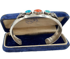 CARLISLE JEWELRY ALBUQUERQUE NM STERLING SILVER BRACELET CORAL TURQUOISE OLD RAR