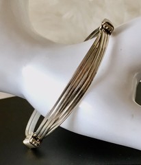 Sterling Silver Modernist Wire Bangle Adjustable Wrap Tension Bracelet 8.5”