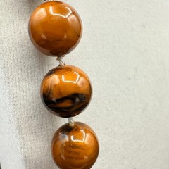 Vintage Lucite Resin Marble Swirl Necklace Chunky Faux Amber Strand Retro 70s