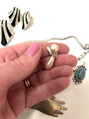 Vintage Silver Tone Rhinestones Earrings Pendant Avon Nina Ricci Lot Unbranded