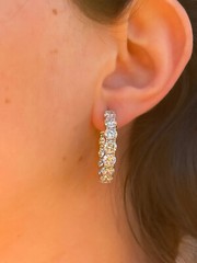 Classic Huggie Hoop Womens Earrings 2.4 Ct Simulated Diamond 14K White Gold Over