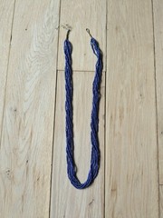 Natural Nepal Glass Seed Bead Multi Strand Necklace. Iridescent Peacock Blue 22″