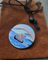 Vintage Norway 925 Sterling Ivar T. Holth Enamel Viking Ship Brooch 1940s