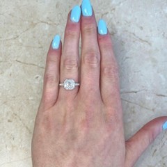 Art Deco Style Asscher Lab Created Doiamond 14K White Gold FN Engagement Ring