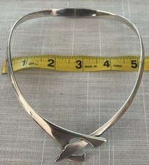 TAXCO STERLING SILVER ASYMMETRICAL NECK COLLAR NECKLACE 16”.