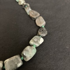 Vtg Stauer Necklace Emeralds in the Raw Silver 925 Lobster Clasp Green Artsy