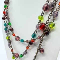 Bohemian Multicolor Glass Bead Layered Necklace Statement Festival Jewelry
