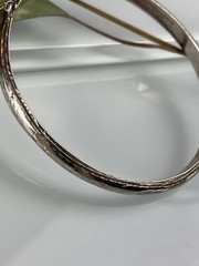 Vtg Sterling 925 Solid Silver Hinged Bangle 6.75″ Bracelet 5.2mm Signed TOB 6.8g