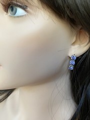 Vintage Purple Crystal Rhinestone clip on Dangle/Drop Earrings