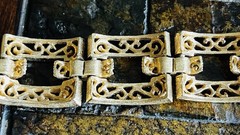 Vintage Crown Trifari Gold-Tone Panel-Link Filigree Bracelet Signed 7” BEAUTIFUL